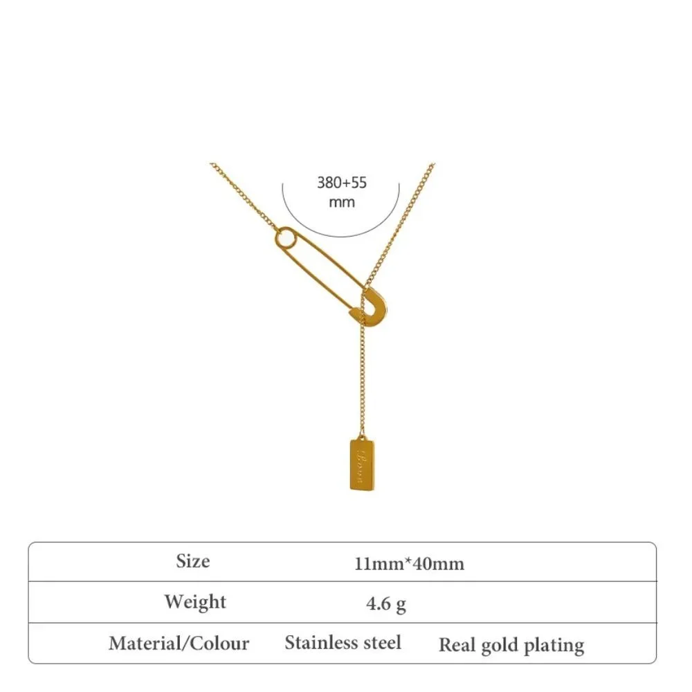 New 18K Gold Plated Paper Clip Love Toggle Chain Necklace